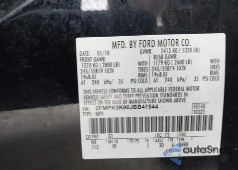 2018 Ford Edge Titanium z USA, uszkodzony, nr VIN 2FMPK3K96JBB41544
